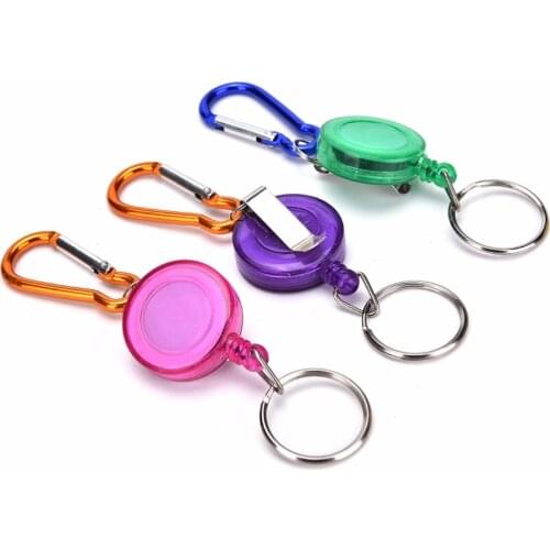 Retractable Reel Badge Holder Fly Fishing Zingers Carabiner Clip with ID Card Holders Random Color 1PC