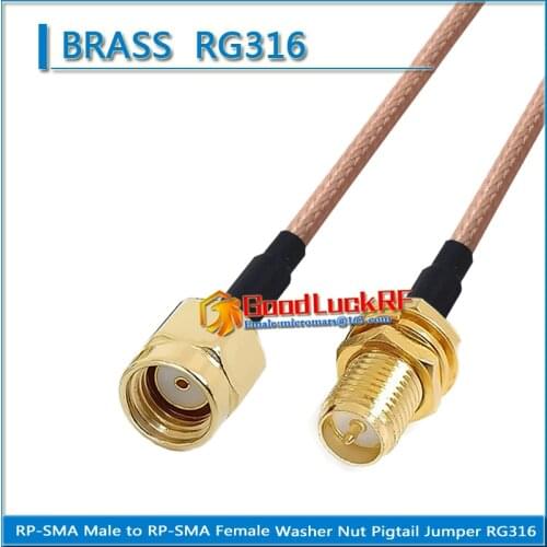 1X Pcs High-quality RP-SMA RPSMA RP SMA Male to RP-SMA RP SMA Female Bulkhead Mount Nut plug RG316 Pigtail Jumper Cable Low Loss