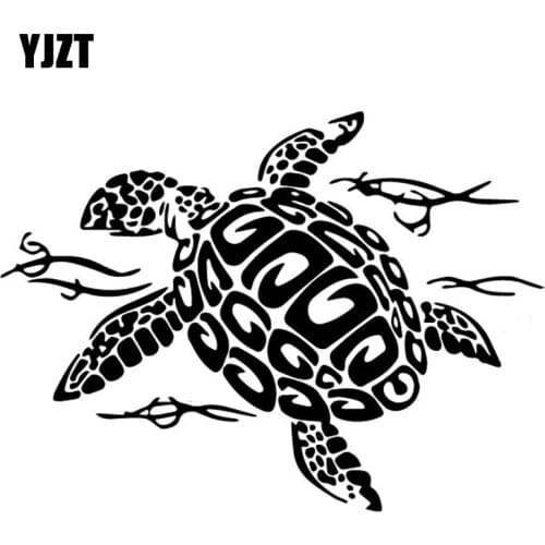 YJZT 17.1CM*12.6CM Tortoise Swimming Originality Vinyl Decal Decorate Car Door Accessories Car Stickers Black/Silver C4-1295