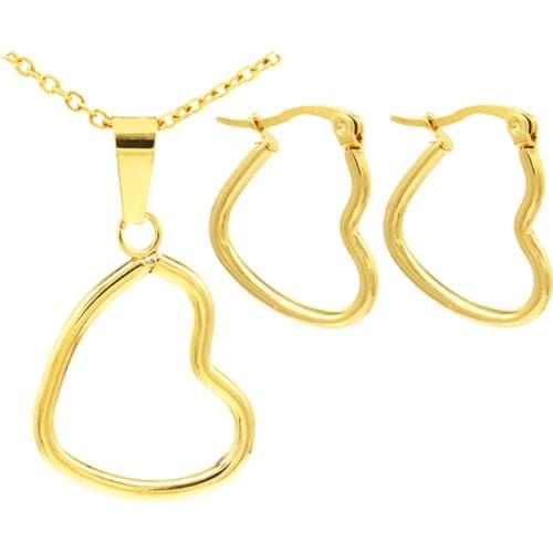 PZ Stainless Steel Jewellery heart shape Charming Bridal Bridesmaid Jewelry Sets for Women Necklace Earrings for Wedding Africa