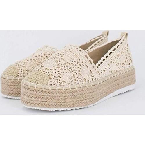 Shoes Woman Flat Chaussures Femme Zapatos De Mujer Womens Hollow Platform Casual Shoes Solid Color Breathable Wedge Espadrilles