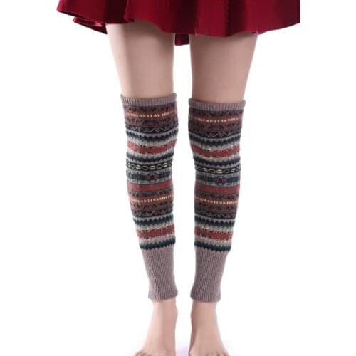 Women Leg Warmer Knee Leg Warmer Winter Boot Leg Warmer Knitted Long Cuff Socks Soft Corchet Ankle Warmer Bohimina Pattern Black