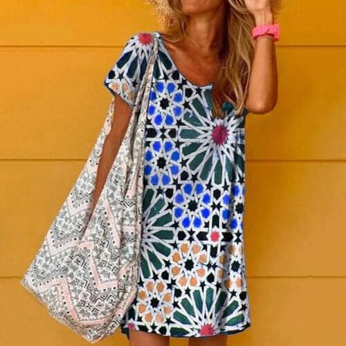 2021 Women Dress Plaid Print Loose Summer Round Neck Short Sleeve Dress for Party vestidos dresses for women Chic All-match