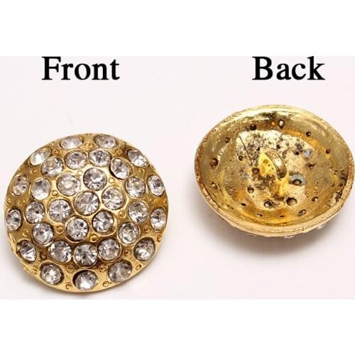 500PCS/LOT) Gold Rhinestone Crystal Buttons Hooks with Metal Loop Base For Upholstery Decoration