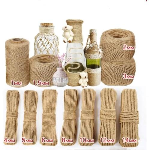 1mm/2mm/3mm/4mm/5mm/6mm/8mm Binding Hemp Rope Handmade Diy Twine Jute Creative Weaving Wall Wear-Resistant Vase Decoration Cord