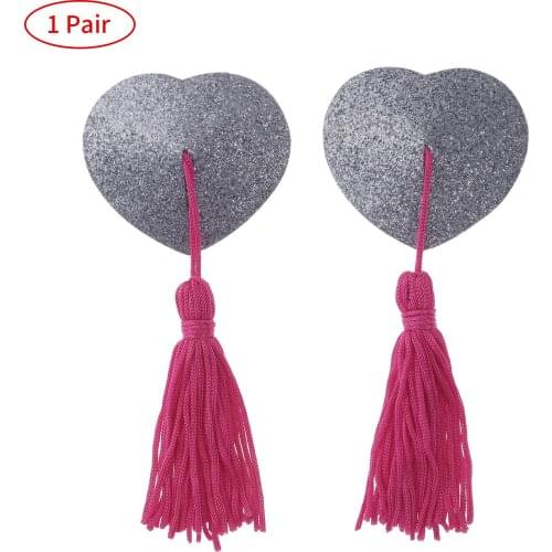 1 Pair Women Invisible Breast Pasties Sequins Tassels Nipple Covers Adhesive Bra Nipple Stickers Reusable Silicone Breast Decor