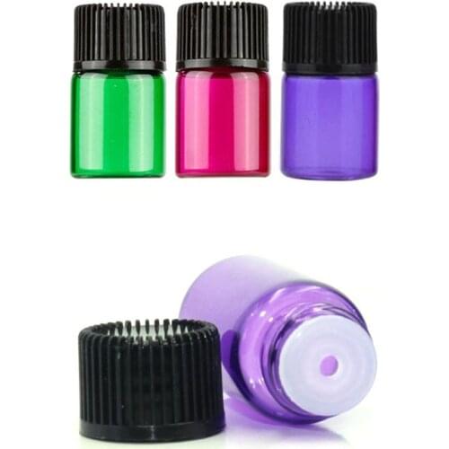 1pcs 1ml 2ml 3ml 5ml Empty Perfume Liquid Glass Bottle with Orifice Reducer and Cap Small Essential Oil Colorful Vials