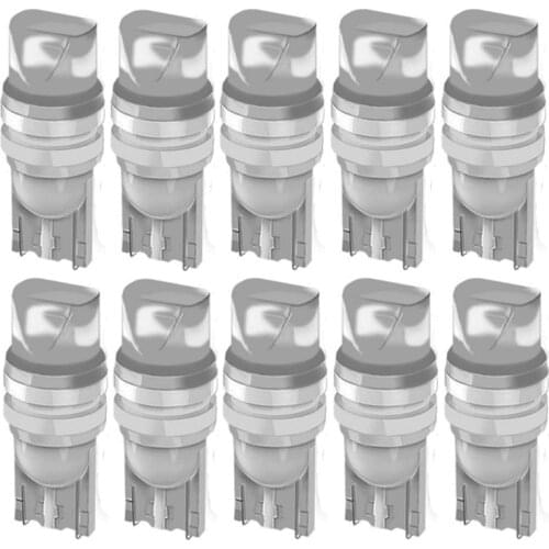 10Pcs T10 W5W Ceramic 3D LED Waterproof Wedge Licence Plate Lights WY5W Turn Side Lamp Car Reading Dome Light Auto Parking Bulb