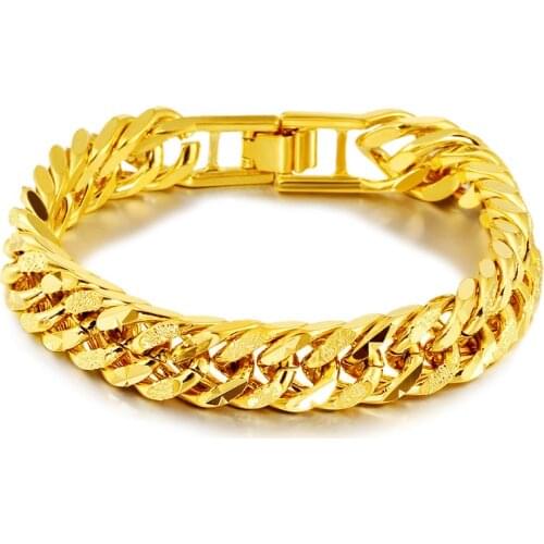 12MM Gold Colors Cuban Bracelet Fashion Popular Stainless Steel Hip Hop Gold Bracelet Men Women Jewelry Accessories