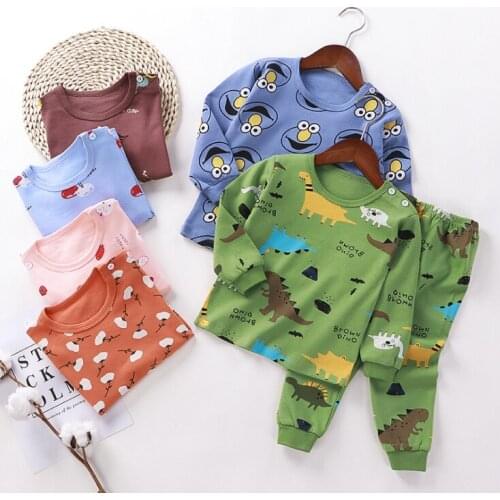 2Pcs Autumn Baby Sleepwear Girls Boys Clothes Pajamas Sets Boy Pyjamas Kids Homewear 100% Cotton Nightwear Indoor Pijamas Suit