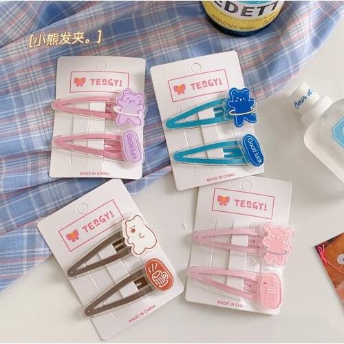 2021 Fashion Acrylic Bear Hair Clips Set Cartoon Animal Hair Barrettes For Women Girls Korean Hair Accessories Jewelry