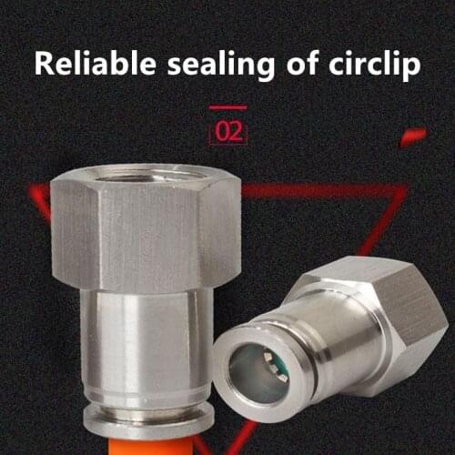 304 Stainless Steel Pneumatic Internal Thread Quick Plug Straight Through Fittings PCF8-02/6-01/10-03 Trachea Fittings