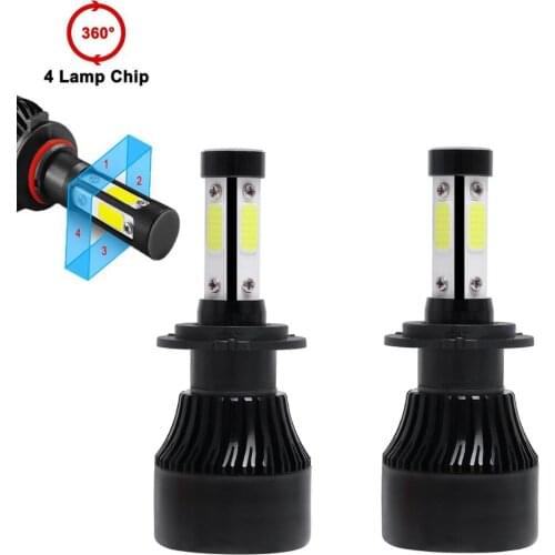 4side H4 LED H7 H11 H8 HB4 H1 H3 9005 HB3 X3 Car LED Headlight Bulb 12000LM Car Accessories 6000K 4300K 8000K Led Fog Light