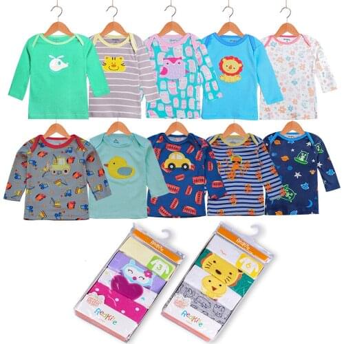 5 PCS Baby Boys Girls Clothing Spring Autum Cartoon pattern T Shirt Baby Long Sleeve Tops Cotton Infant Kids Clothes