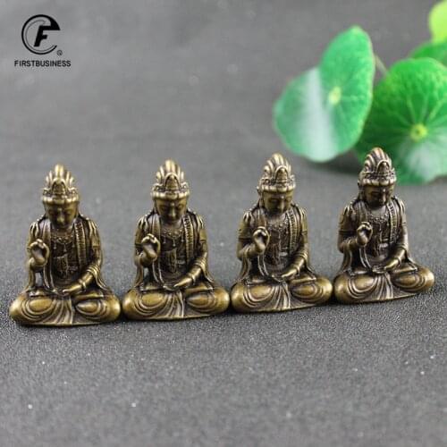 Antique Bronze Guanyin Bodhisattva Buddha Statue Ornaments Small Copper Buddhas Miniatures Figurines Home Crafts Decor
