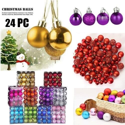 24 Pcs/Set Glitter Christmas Tree Ball Baubles Colorful Xmas Party Home Garden Christmas Decoration Supplies Hot Sale 10 Colors