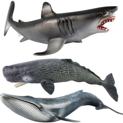 Large Emulational Blue Whale Sperm Whale Shark Animal Model Simulation Marine Life Animal Model Toy Giant Tooth Shark Killer Toy