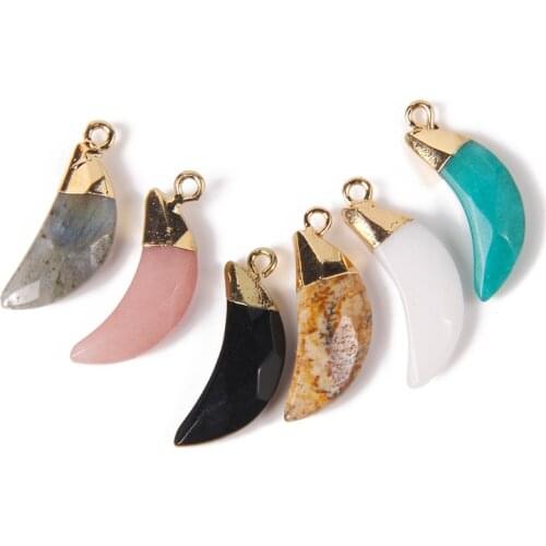 Wholesale 1-5 pcs Faceted Pink Quartz Amazonite Stone Beads Pendants 27*10 mm Gold Edging Connector Charm For DIY Making Jewelry