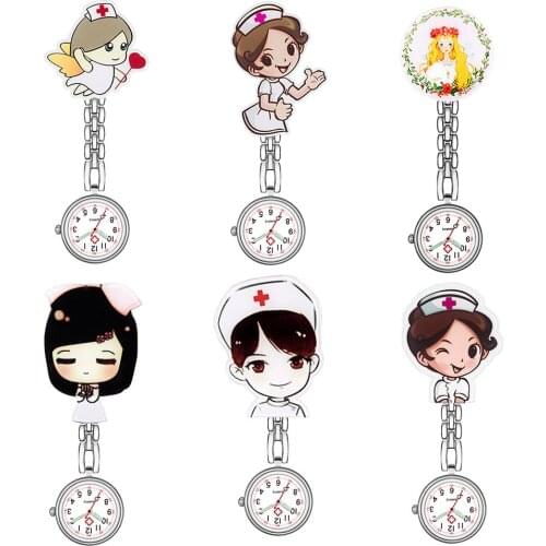 Numeral Analog Quartz Clip On Fob Nurse Doctor Hanging Luminous Pocket Watch Round Dial Nurse Fob Hanging Luminous Pocket Watch