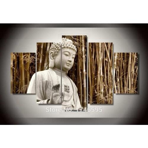 Big size living room decor home decor Wall Art Picture print Buddha brown bamboo forest oil Painting on Canvas art prints PT0277