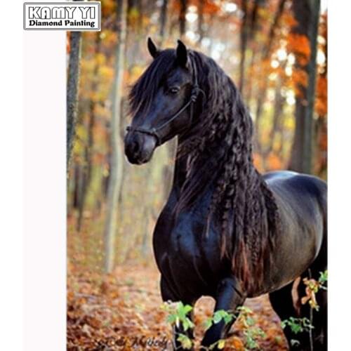 Diamond-Painting-Animal-Handcrafts-Art-Gifts-Diy-5d-Diamond-Embroidery-Rhinestone-Pasted-Painting-black-horse-Bedroom LK1