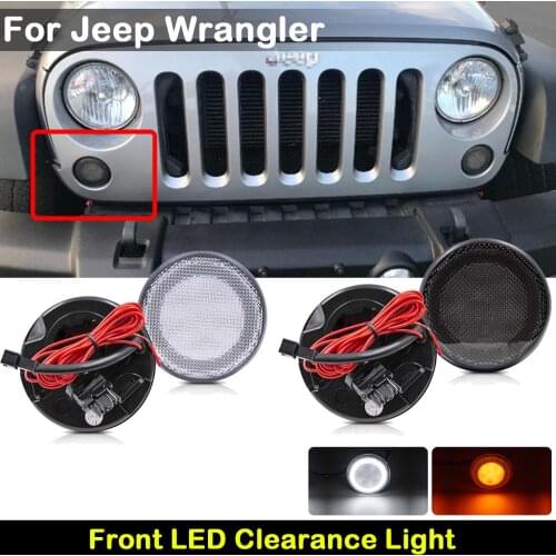 For Jeep Wrangler JK 2007-2017 Car front LED amber turn signal light indicator lamp white Position lights