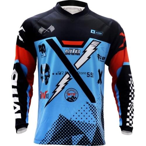 TMB Shirt Downhill Off Road Racing Mens Jersey Bike Jersey Moisture Absorption and Perspiration Motorcycle Jersey Long sleeve