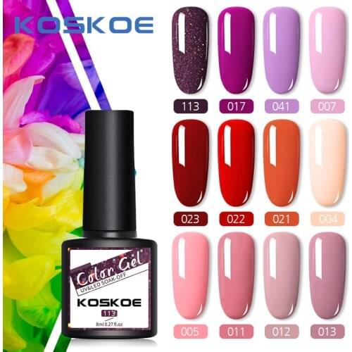 KOSKOE 120 Colors Gel Nail Polish Glitter 8ML Soak Off UV Gel Nail Gel Polish Sequins iridescent Nail Art Design for Nail