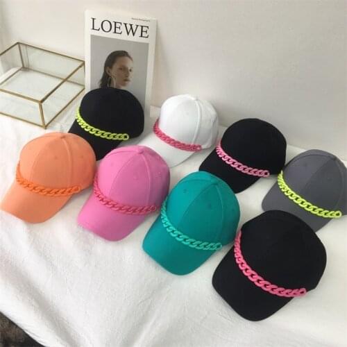 Summer Baseball Cap Fashion Color Thick Acrylic Chain Snapback Hats For Women Adjustable Sport Visor Caps Outdoor Beach Sun Hat