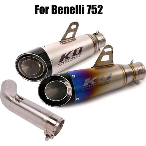 For Benelli 752 Slip On Exhaust System Pipe 51mm Modified Muffler End Tips Connecting Link Pipe Middle Section Stainless Steel