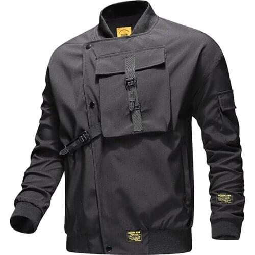 Mens Black Bomber Black Jacket And Men Pilot Baseball Jackets Male Hip Hop Cargo Coat Streetwear Outerwear