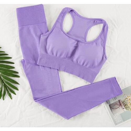 CHRLEISURE Summer Yoga Two Piece Set Women Sport Workout Breathable High Waist Leggings Comfortable Sports Vest Clothing Sets