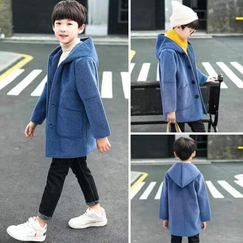Hot Sale 2019 Children Jacket Outerwear Boys Autumn Winter Warm Hooded Coat Teenage Boy Outwear Kids Winter Woolen Jacket 4-13