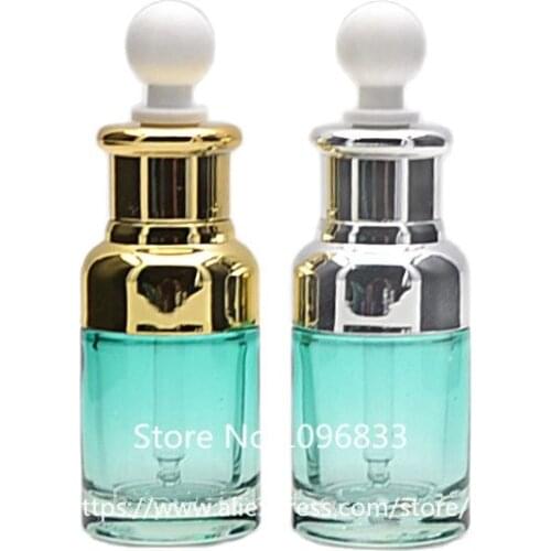15PCs Cute Glass Essential Oil Dropper Bottles with Pipette Blend Glass Aromatherapy Bottle Light Blue 30ml