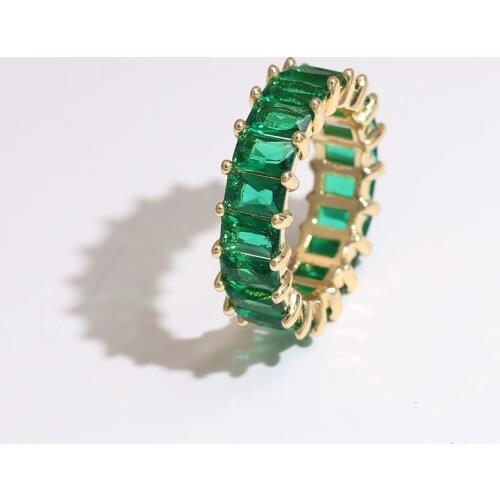 Fashion Rectangular Trapezoidal Zircon Glass Ring Elegant Ladies Dinner Party Dance Ring Party Jewelry Friend Birthday Gift