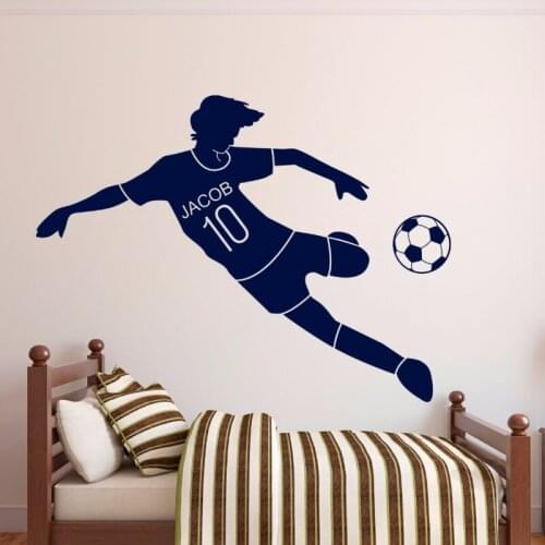 Soccer Name Wall Sticker Personalized Name Wall Decal Kids Room Nursery Decoration Wall Mural Boys Teen Sport Wallpaper AY087