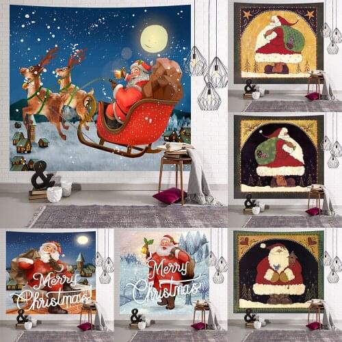 Santa Clause Wall Tapestry Wall Hanging Fabrics Christmas Background Cloth Xmas Home Decorative Wall Carpet Teen Room Decoration