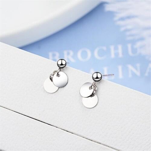 New Simple Double Round 925 Sterling Silver Jewelry Mini Exquisite Design Geometric Creative Women Stud Earrings SE801