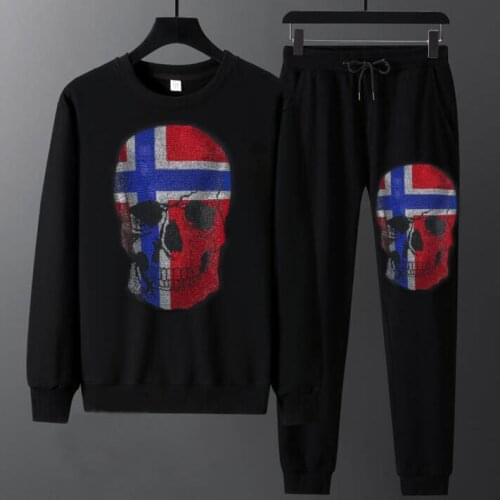 Autumn Winter Mens Sets Brand Sportswear Tracksuits 2 Piece Sets Mens Clothes Hoodies+Pants Sets Male Streetswear Diamond ston