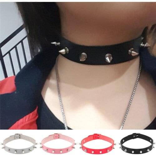 1PCS Unisex Chic Punk Rock Gothic Leather Spike Rivet Stud Collar Choker Necklace Statement Jewelry For Women/Men