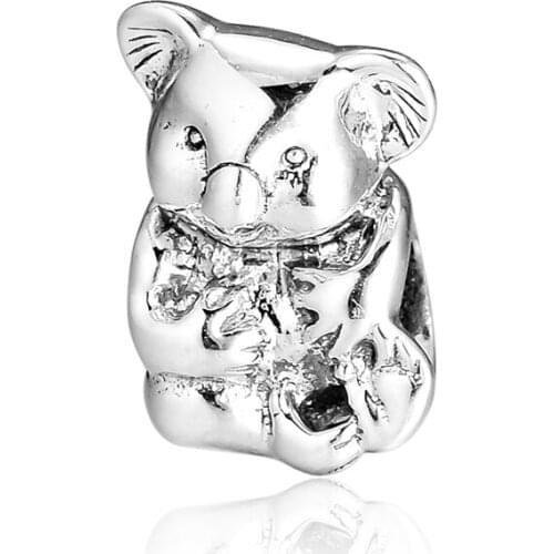 Fits Pandora Bracelet Genuine 925 Sterling Silver Koala Charm Beads for Women Jewelry Making kralen berloques abalorios diy