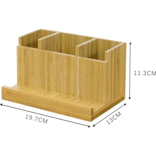 Simple desktop multi-function bamboo storage box Small fresh office supplies storage box