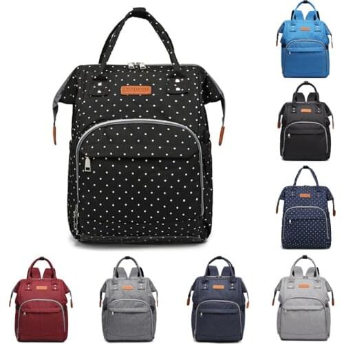 Lequeen backpack Diaper bag Travel bag Wave point packet Thermos bag Portable Mummy bag Polka dot Baby nursing bag