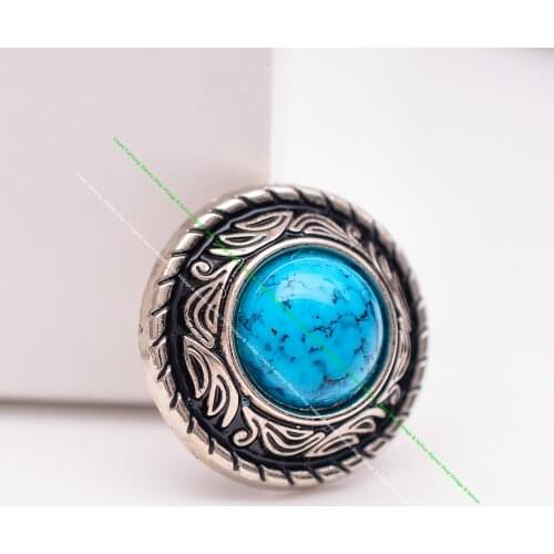 DIY leather craft turquoise stone vintage silver pattern carved screwback rivet Stud wallet decoration button set 20mm 10pcs/lot