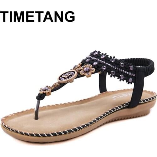 TIMETANG 2021summer seaside Flip-flops womens shoes Korean style Roman beach shoes flat casual fashion hollowed-out sandals