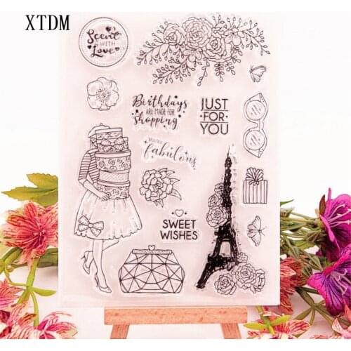 Hot sale Iron tower Transparent Clear Stamps / Silicone Seals Roller Stamp for DIY scrapbooking photo album/Card Making