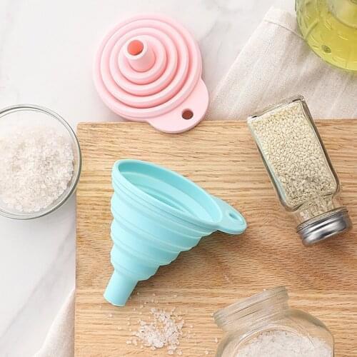 Silicone Folding Funnel Mini Silicone Collapsible Portable Funnel Kitchen Tools Kitchen Accessory Household Funnels