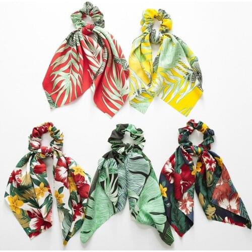 Sun sunshine Bow Streamers Hair Ring Fashion Ribbon Girl Hair Bands Scrunchies Horsetail Tie Solid Headwear Hair Accessories