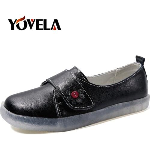 Autumn Women Genuine Leather Flats Shoes Slip on Comfortable Ballerines Oxford Shoes Woman Shoes Moccasins Loafers Jelly Shoes