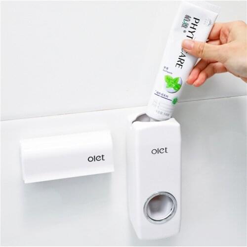 Dust-proof Automatic Toothpaste Dispenser Wall Mount Toothbrush Holder Wall Mount Storage Rack Bathroom Accessories Set Squeezer